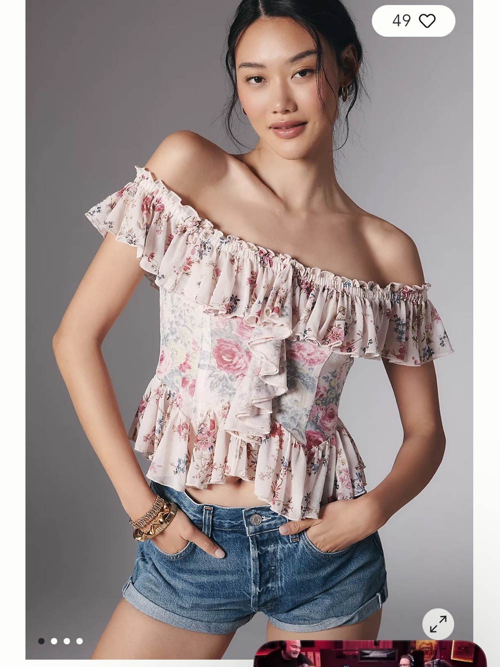 Anthropologie Off-The-Shoulder Mesh Top